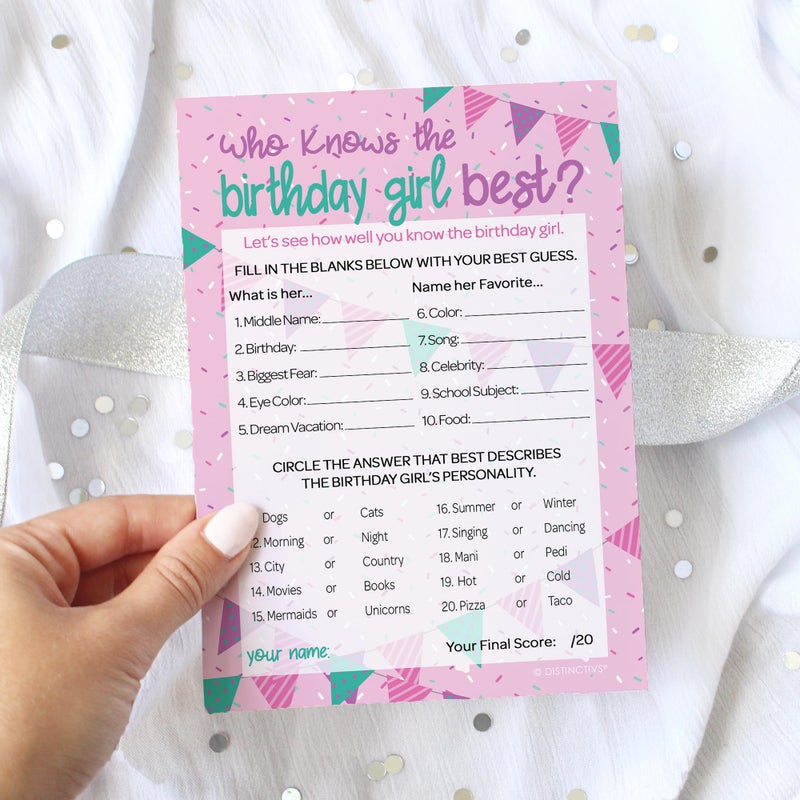 DISTINCTIVS Who Knows The Birthday Girl Best 5x7 Cards, 10 Count - Sleepover Games, How Well Do You Know The Birthday Girl - Image 2